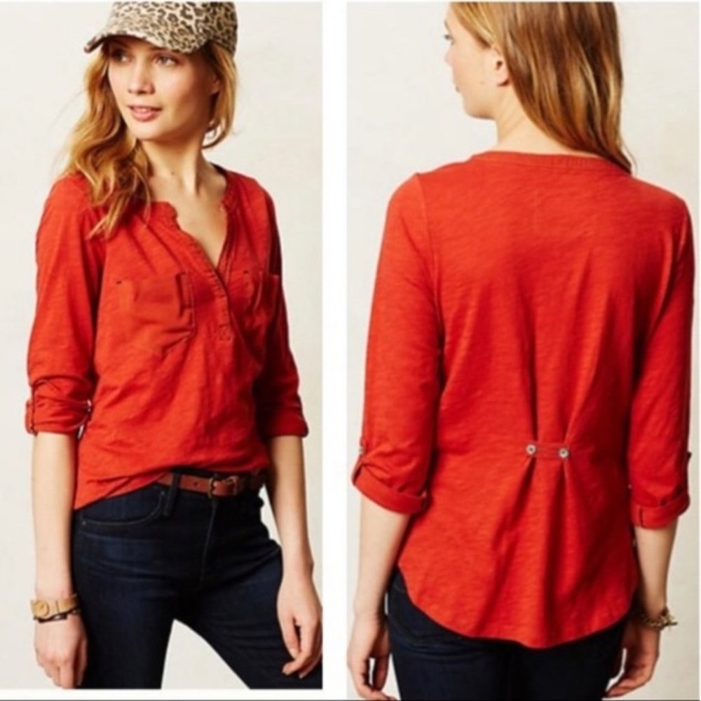Anthropologie Postmark Selby Henley Pockets Vneck